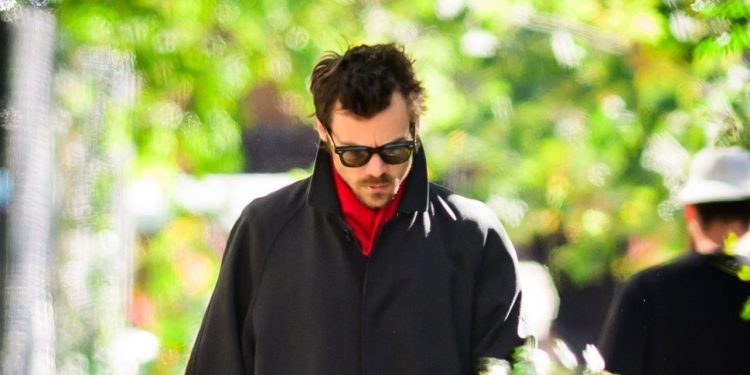Harry Styles Wraps up a Perfect Fall Outfit With a Pop of Red