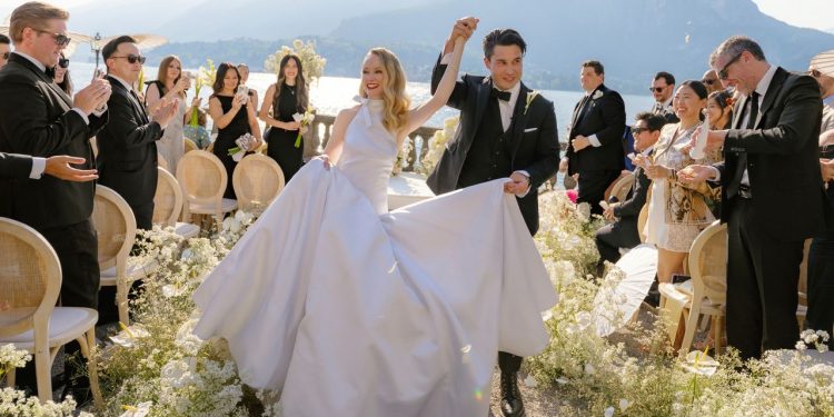 The Bride and Groom Wore Multiple Custom Thom Browne Looks at Their Lake Como Wedding