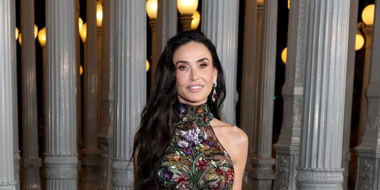 Demi Moore Dons a Floral Twist on the Naked Dressing Trend at the 2025 LACMA Art + Film Gala
