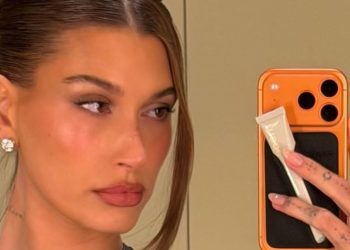 Hailey Bieber Reps a Cheetah Print Twist on the Classic French Manicure